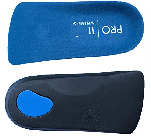 Semelles orthopédiques 3/4 avec soutien de la voûte plantaire et talon coupelle, pieds plats, (UK 11 EU 46)