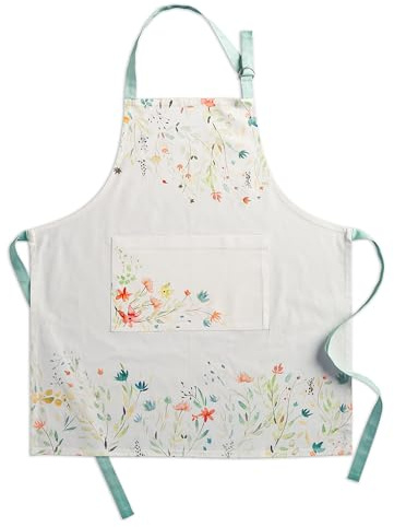 Maison d' Hermine Apron for women with Pocket 100% Cotton 27.50x31.50 1 Piece Adjustable Neck Strap & long ties Apron Men, Chef, Wedding, Cooking, Gardening, Server Spring/Summer (Colmar)