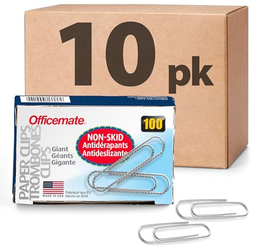 Officemate Giant Non-Skid Paper Clip, 1,000 Clips (10 Boxes of 100 Each) (99915)