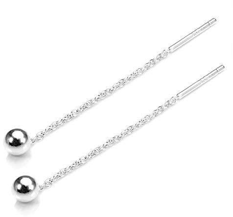 Boucles d'Oreilles Chaînettes Boules en Argent 925/1000