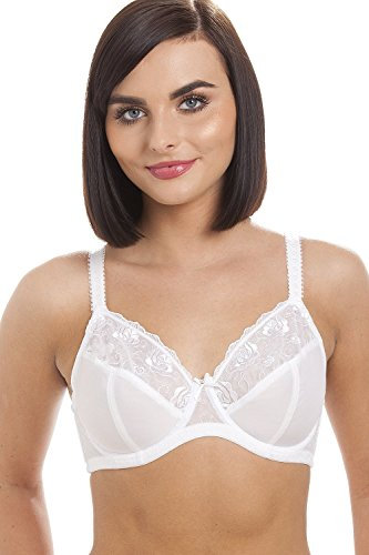 Camille Womens Ladies Jessica Underwired Full Cup Lace White Bra 36B-40F 38C