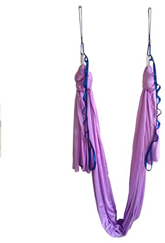Wellsem® - Hamac élastique de 5 m pour Pilates Yoga Swing Yoga aérien avec mousqueton et chaîne en guirlande, Lavande