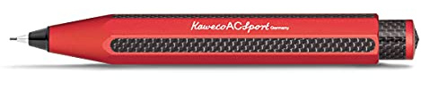 Kaweco AC SPORT Druckbleistift Red 0.7 mm HB I Mechanischer Bleistift aus hochwertigem Aluminium und Carbon I Luxuriöser Druck-Bleistift nachfüllbar in Rot I Druckminenbleistift 10,5 cm