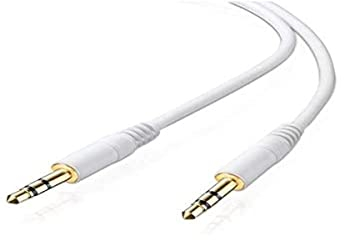 adaptare 10026 Stéréo Aux Câble 2 fois jack 3.5mm plaqué or design ultraslim, 3.00m, blanc
