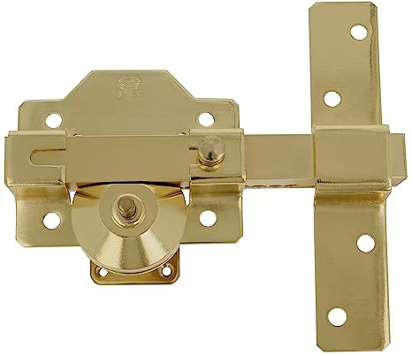 Amig - Cerrojo de Seguridad con Cilindro Redondo – Alta Resistencia a Extracción – Incluye 5 Llaves – 170 x 105 mm - Cerradura de Sobreponer - Acero - Cilindro 50 mm - Dorado