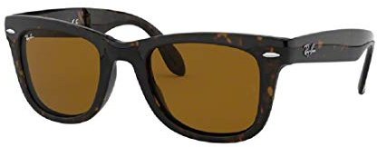 Ray-Ban RB4105 Folding Wayfarer Sunglasses 50 mm, Non-Polarized, Light Havana/Crystal Brown