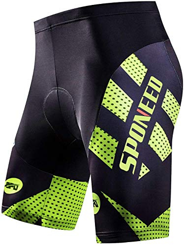 sponeed Bicycle Shorts for Men with Padding Biker Wear Road Bike Riding Tights Bicycling Pants US L Green