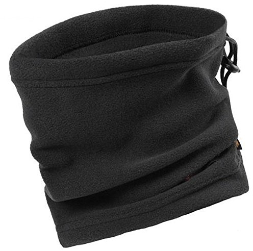 Unisex Multifunctional Polar Fleece Neck Warmer Scarf for Outdoors Work Sport Ski Wear Mask (Black)