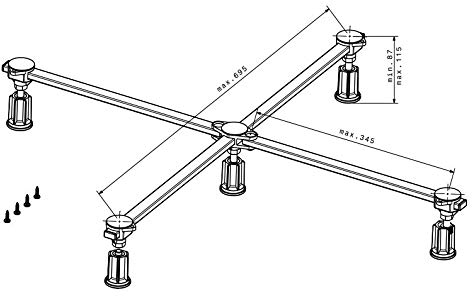 Poresta Ferroplast Duschwannenfuß D5 Mini XL Wannenfüße 75-100 cm