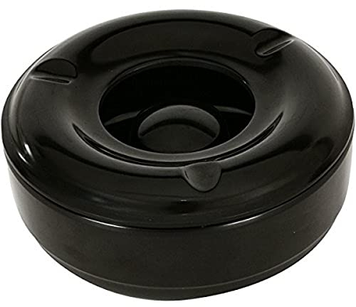 Genware Black 5.75 Windproof Melamine Ashtray, Base and Lid - AT-WIND