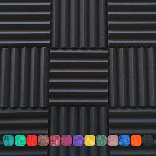 Professional Acoustic Foam Panels - Wedge Style 12x12x2” Tiles - 4 Pack - Studio Foam for Sound Dampening - Soundproofing Foam for Walls and Ceilings (Charcoal Color)