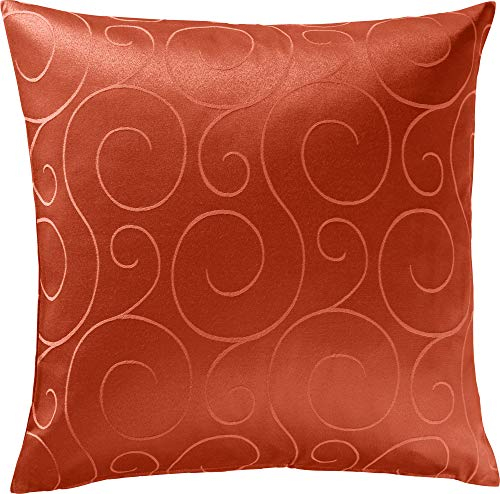 Erwin Müller Kissenhülle, Kissenbezug Oberhausen, Jacquard Ranken Terra Größe 40x40 cm - pflegeleicht, bügelleicht, mit praktischem Reißverschluss