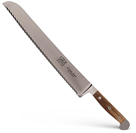 GÜDE Solingen - Brödkniv vänsterhänt smidd, 32 cm, fat ek, ALPHA-FASSEICHE - double bolster, Handgjord Tyskland