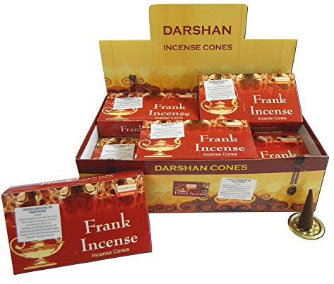 Cônes d'encens Darshan Frank Incense 12 boîtes Parfum Oliban avec coupelle pour cône d'encens