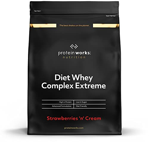THE PROTEIN WORKS Batido Dietético de Proteína Whey | Sabor Fresas con nata | 500 g de Diet Whey Complex Extreme
