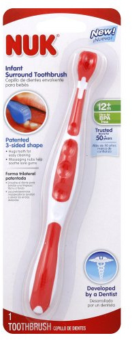 NUK Grins & Giggles 3-Sided Toothbrush, Infant, Colors May Vary