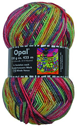 100 gr. Sockenwolle, Strumpfwolle, Hundertwasser, Neu, Opal, 4-fädig, Fb. 750, Blinde Venus