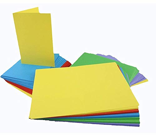 Craft UK 281 C6 Karten und Umschläge, helle Farben, 50 Stück, Bright Cards & Envelopes