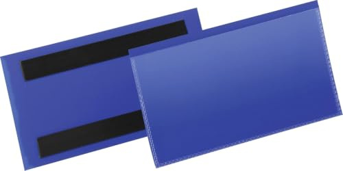 Durable Etiketthållare 150x67 mm, Magnetisk, 50 stycken, mörkblå, 174207 | Plastficka för märkning av containrar och pallar, läsbar med skanner, med praktisk skyddsflik, Made in Germany
