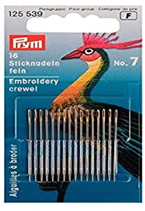 Prym 125,539 Crewel Sticknadeln, Steel, Silber/Gold, 38 mm Länge 0,7 mm Dicke, 16 Count