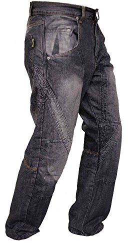 newfacelook Mens Denim Motorcycle Motorbike Armour Jeans Trousers with Aramid Protection Lining I112 New Black W34-L30