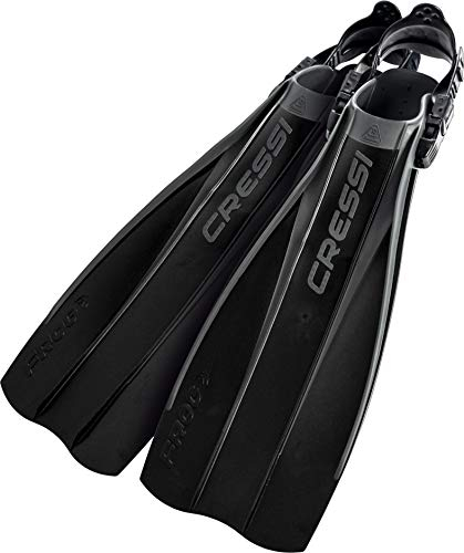Cressi Frog Fins, Pinne con Cinturino Regolabile per Immersione e Snorkeling Unisex - Adulto, Nero, M/L