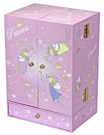 TROUSSELIER - Princesse - Grande Boite à Bijoux Musicale Armoire - Idéal Cadeau Jeune Fille - Musique Menuet de Mozart - Colori Rose