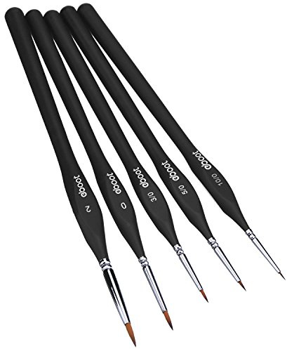 Set di pennelli per artisti, forniture di pennelli da pittura, per acquerelli, pittura con colori acrilici e a olio, 5 pezzi Black