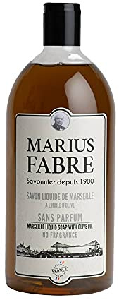 Marius Fabre - Savon liquide de Marseille sans parfum 1L. Recharge d’un litre. Fabriqué à base d’huile d’olive et d’huile de coprah