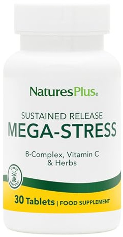 NaturesPlus Mega Stress - B Complex Supplement with Vitamin C, Magnesium, Biotin, Zinc - Energy and Stress Support - Vegetarian, Gluten Free - 30 Tablets