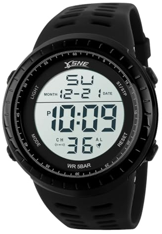 SNE Men's Digital Big Face Waterproof Electronic LED Sport Wrist Watch Black SK1167