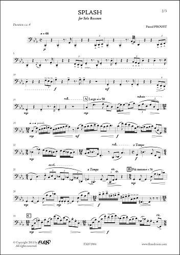 FLEX EDITIONS PROUST P. – SPLASH – SOLO BASSOON klassiska noter träblåsinstrument fagott
