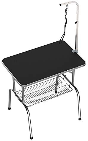 Outsunny PawHut Tavolo da Toelettatura e Tosatura per Cani Gatti Animali con Ripiano e Gambe in Accio Inox Pieghevoli, 90x60x75cm, Max. Carico 150kg