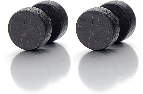 12MM Bois Cercle Boucles d'oreilles Homme Femmes - Bouchon d'oreille Faux - Jauge d'oreille Faux Cheater Fake - 1 Paire