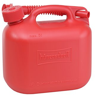 Hünersdorff Bidón para carburante STANDARD 5 L, PEAD Rojo, con homologación UN y accesorios rojos