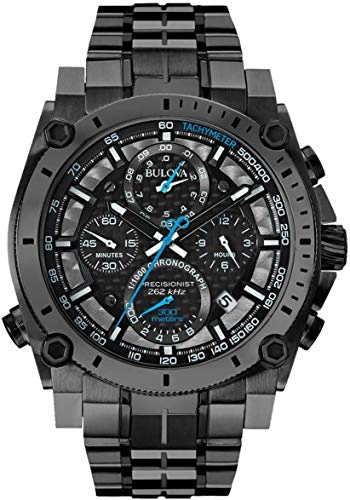 Bulova Men's Precisionist Gunmetal Ion-Plated Stainless Steel 8-Hand Chronograph Watch with Blue Accents Style: 98B229