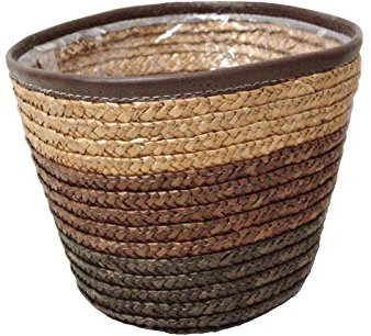 MACETERO MACETA CUBREMACETA CESTA CESTO CONTENEDOR REDONDO GRANDE MARRON