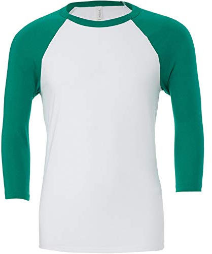 Canvas Mens 3/4 Sleeve Baseball T-Shirt (M) (White/Kelly Green)