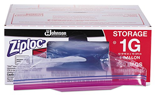 Ziploc 94602 Double Zipper Bags, Plastic, 1gal, 1.75mil, Clear w/Write-On Panel (Box of 250)