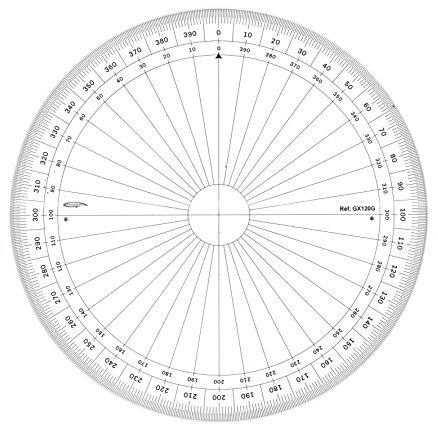 Graphoplex Skala - Transportador de ángulos (400°, circular, 20 cm)