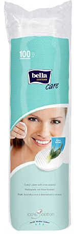 BELLA Wattepads Aloe-Extrakt, 100 Stück, Natürlich, Hypoallergen, Rund, Baumwolle
