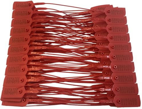 100 Sigilli di sicurezza in plastica. Economico, regolabile con un'applicazione veloce e sicura. Lungh. 20 cm. Numerazione progressiva. Applicazioni: logistica, trasporti, imballaggio, etc.