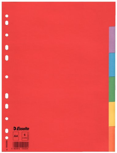 Esselte A4 6 tangenter, röd/flerfärgad, återvunnen kartong, 100200