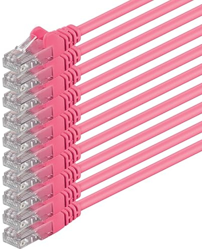 1aTTack.de 10x 0,5m Câble Réseau Cat6 Cat 6 - RJ45 Ethernet LAN DSL Routeur Modem - Magenta