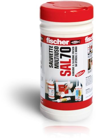 Fischer SAL70 Pulitore Silicone, Salviette Lavamani Multiuso, 80 Salviettine Umidificate per Silicone Fresco, Olio, Catrame, etc, 71361