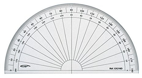 GRAPHOPLEX Rapporteur 1/2 cercle 16cm degrés Transparent