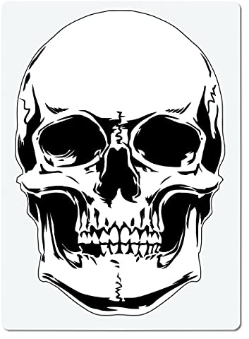 Herterich Products Plantilla Aerógrafo para Calavera | Plantilla para Tatuaje y Graffiti | Diseño Preciso | Reutilizable y resistente a los disolventes
