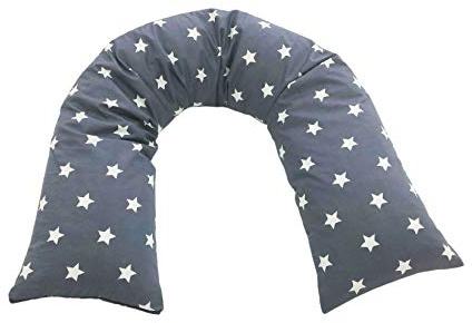 Biona Seitenschläferkissen/Stillkissen 200 x 35 cm (Baumwolle Sterne grau)