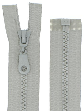 FIM Reißverschluss Plastik Zähne Nr.5 mittelgrob Teilbar für Jacken Farbe: 29 - hellgrau(310), 70cm lang