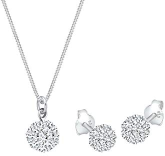 Elli Schmuckset Damen Kugel mit Kristalle in 925 Sterling Silber